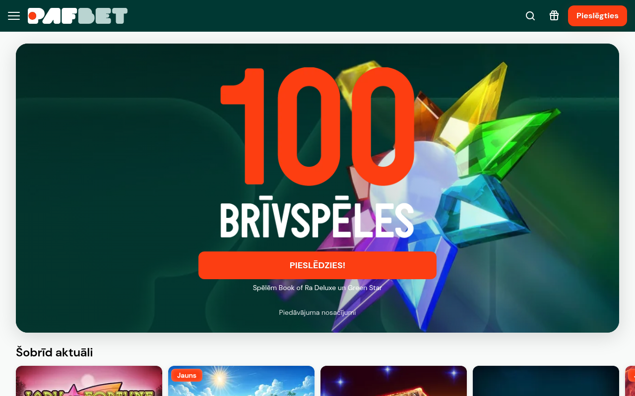 Pafbet sākumlapa